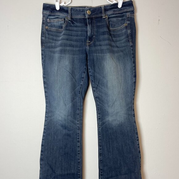 American Eagle Outfitters Jeans Women's SZ 12 Blue Denim Kick Boot SUPER STRETCH - Picture 3 of 13